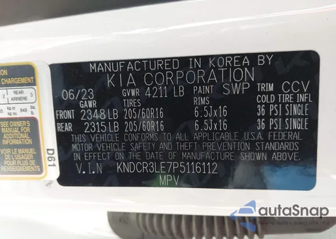 2023 Kia Niro Ex z USA, uszkodzony, nr VIN KNDCR3LE7P5116112